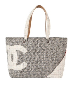 Tweed Cambon Ligne Tote, Fabric, Beige, 9491595 (2004/5), DB/AC, 2*